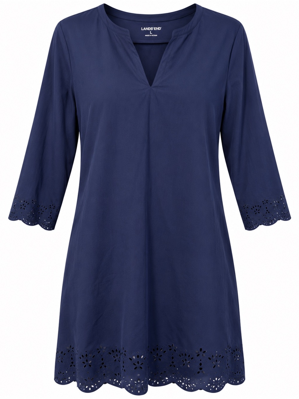 Lands’ End Navy Blue Shift Dress with Eyelet Cutout Details size Small (6-8)